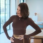 Khloe’s brown mesh top and leggings on The Kardashians