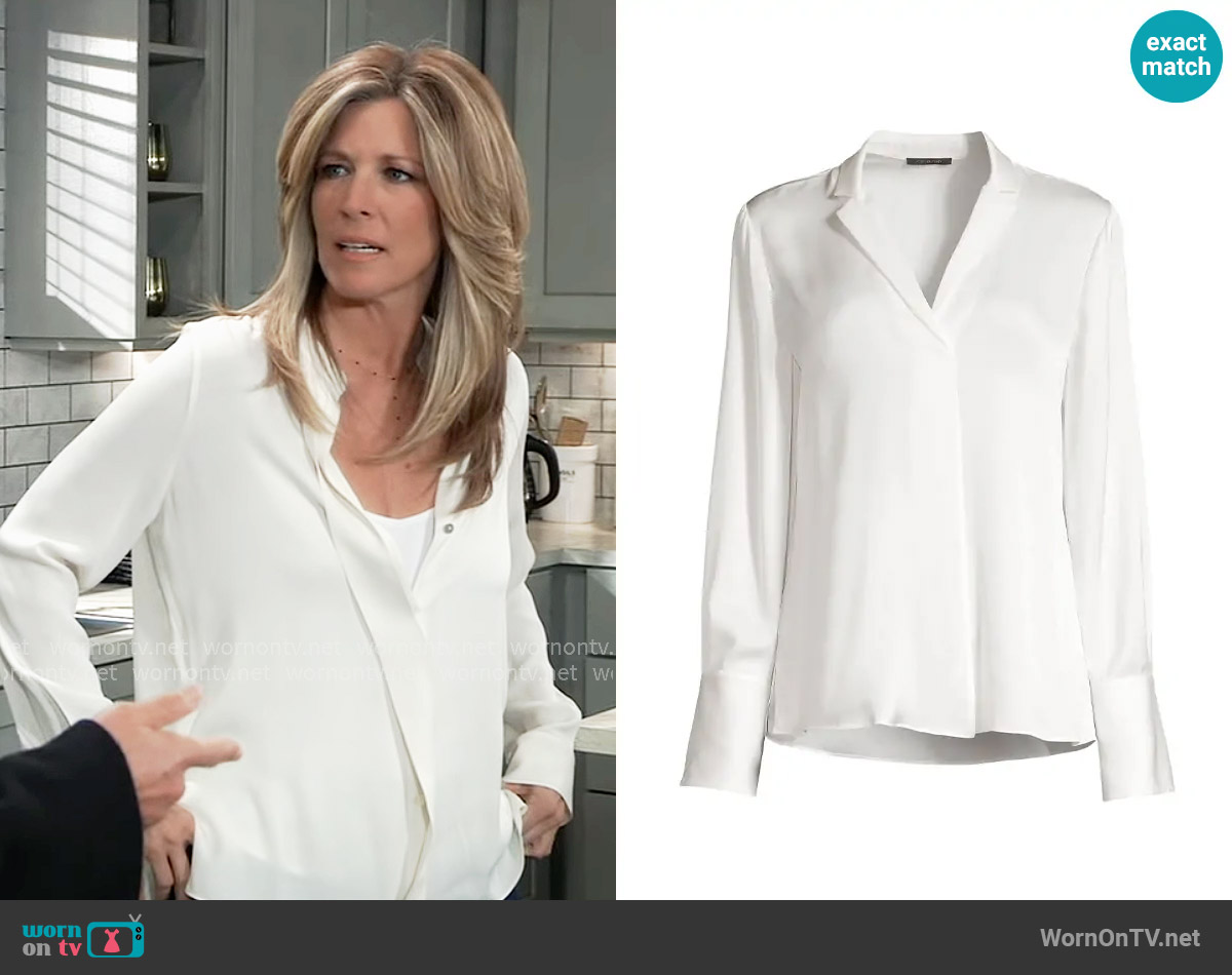 Kobi Halperin Rebekah Blouse in Ivory worn by Carly Spencer (Laura Wright) on General Hospital