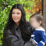 Kourtney’s black oversized leather jacket on The Kardashians