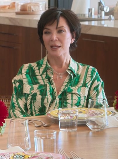 Kris’s printed button down shirt on The Kardashians
