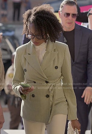 Kristin’s green gingham blazer on Reasonable Doubt