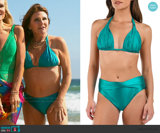 La Blanca Earth Halter Bikini Top worn by Cindy Angelcyk Cullers on The Golden Bachelor