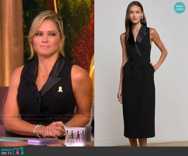 L'Agence Catherine Tuxedo Midi Dress worn by Sara Haines on The View