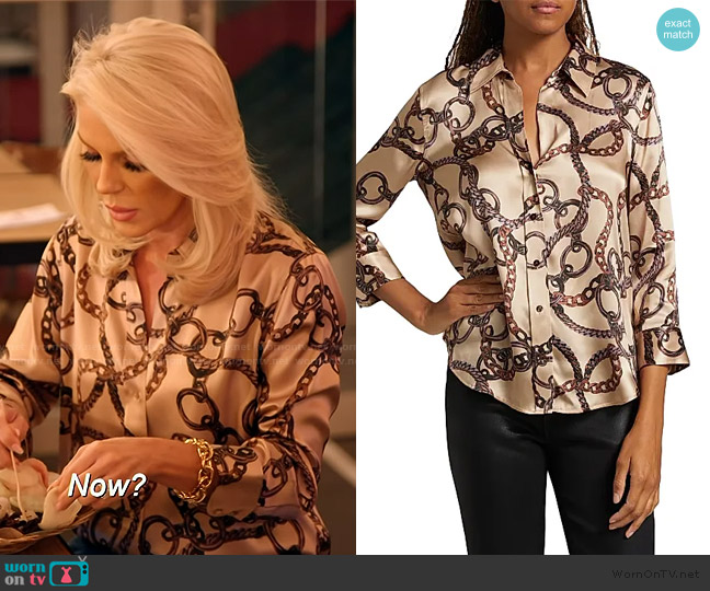 L'Agence Dani Status Silk Blouse worn by Gretchen Rossi on The Real Housewives of Orange County