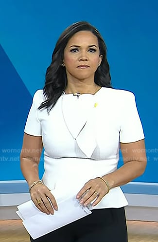 Laura’s white tie neck top on Today