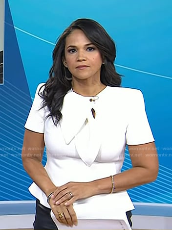 Laura’s white tie neck top on Today