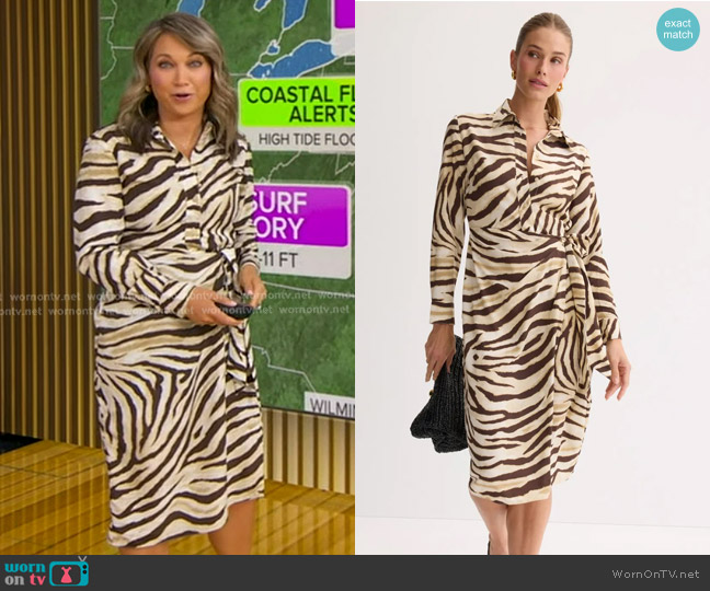 Lauren Ralph Lauren Animal Print Wrap Midi Dress worn by Ginger Zee on Good Morning America