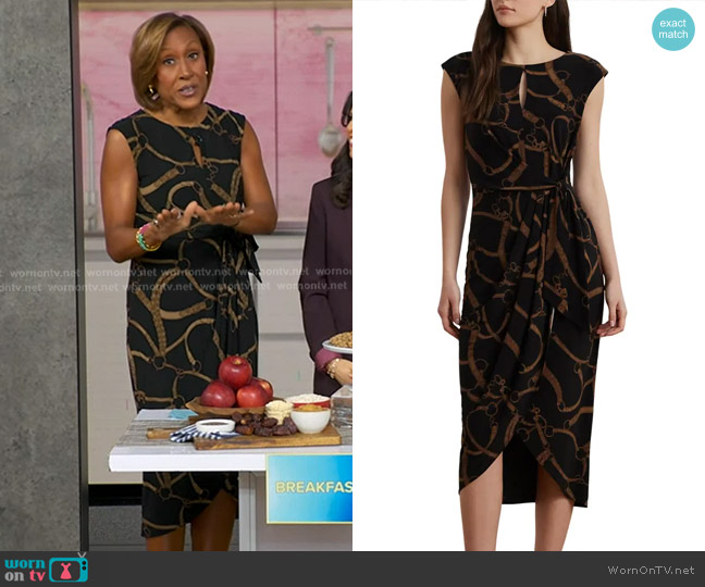 Lauren Ralph Lauren Printed Jersey Faux Wrap Dress worn by Robin Roberts on Good Morning America