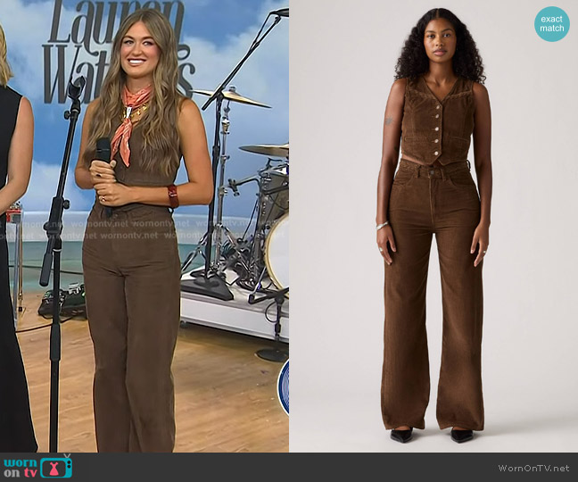 Levi's Ribcage Wide Leg Braided Jeans in Carafe Brow worn by Lauren Watkins on Today