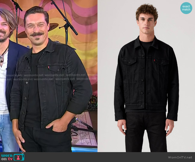 Levi's Trucker Jacket in Dark Horse Black worn by Isaac Hanson on Today