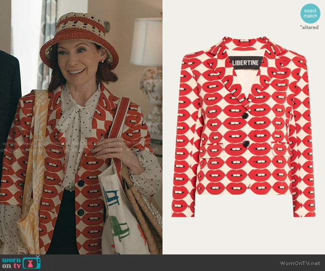 Libertine French Kissing In The USA Printed Wool Short Blazer worn by Elsbeth Tascioni (Carrie Preston) on Elsbeth