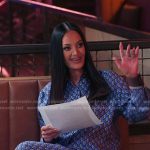 Losa’s blue print pajama shirt and pants on The Real Housewives of Salt Lake City