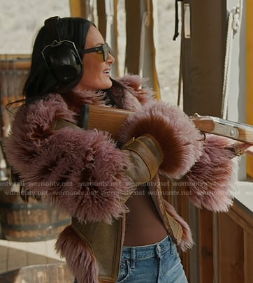 Lisa’s brown leather shearling jacket on The Real Housewives of Salt Lake City