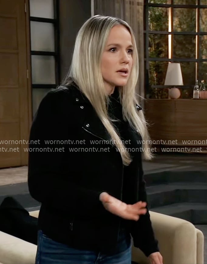 Lulu’s black moto jacket on General Hospital