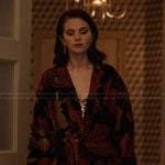 Mabel’s black floral robe on Only Murders in the Building