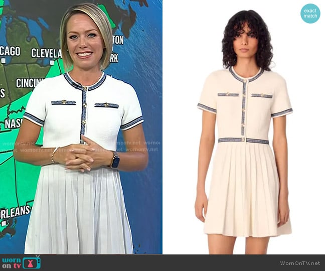 Maje Pleated Knit Short Dress in Ecru worn by Dylan Dreyer on Today