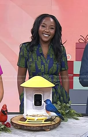 Makho’s green and blue print shirtdress on Today