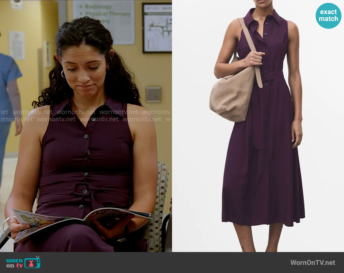 Mango Belted Sleeveless Shirtdress worn by Stella Kidd (Miranda Rae Mayo) on Chicago Fire