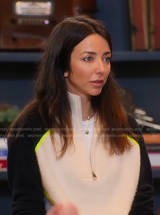 Marie’s coloblock zip sweater on Selling Sunset