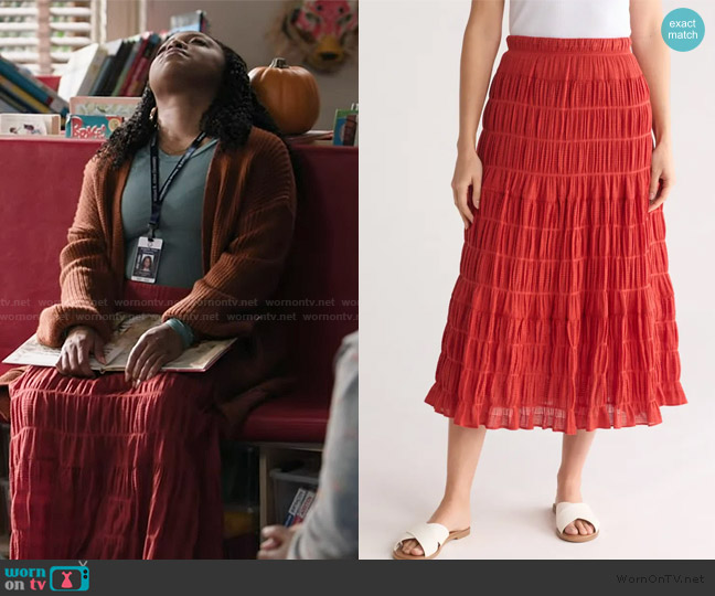 Max Studio Textured Midi Skirt worn by Janine Teagues (Quinta Brunson) on Abbott Elementary