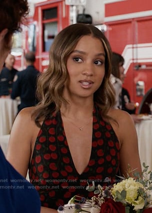 May’s black tomato print dress on 9-1-1