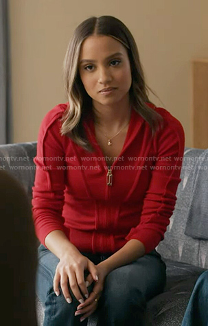 May’s red hooded zip top on 9-1-1
