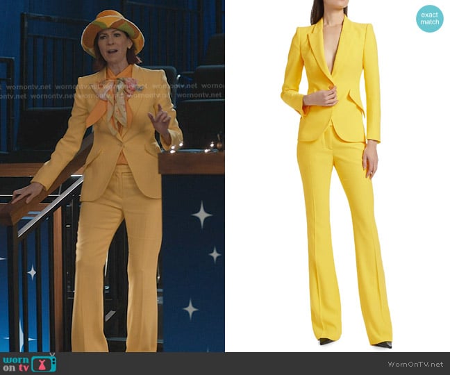 McQueen Peak Shoulder One-Button Blazer in English Weld worn by Elsbeth Tascioni (Carrie Preston) on Elsbeth