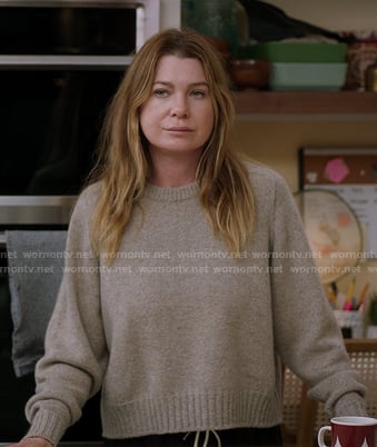 Meredith’s beige crew neck sweater on Greys Anatomy