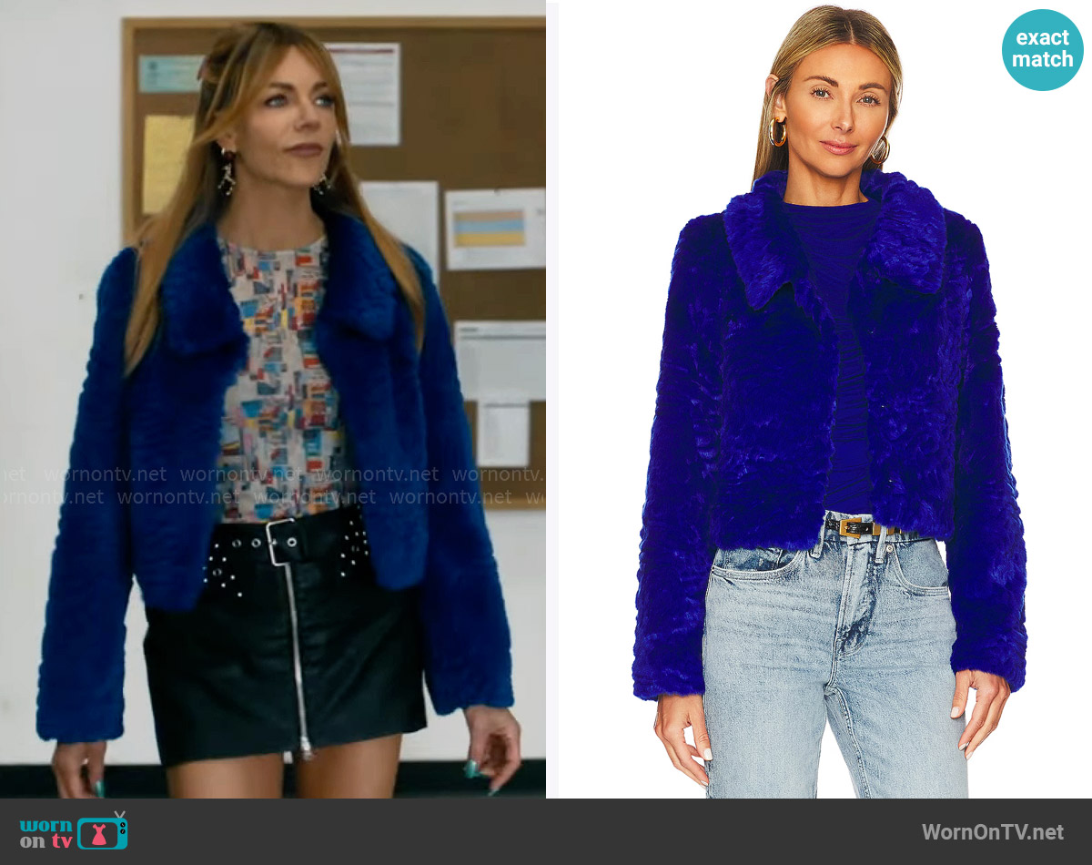 Unreal Fur Polaris Faux Fur Jacket worn by Morgan Gillory (Kaitlin Olson) on High Potential