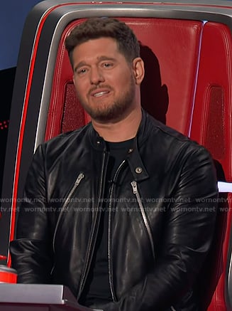 Michael’s black zip leather biker jacket on The Voice