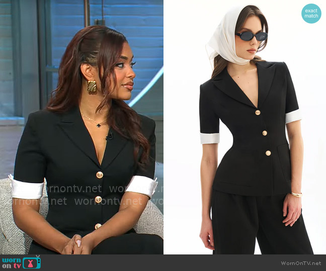 Miss Circle Aleena Short Sleeve Business Casual Blazer worn by Ashley Nicole Moss on CBS Mornings