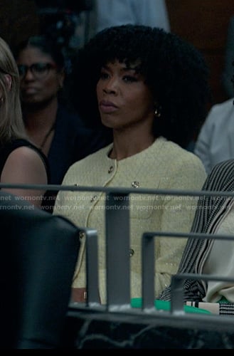 Monica’s yellow tweed jacket on Reasonable Doubt