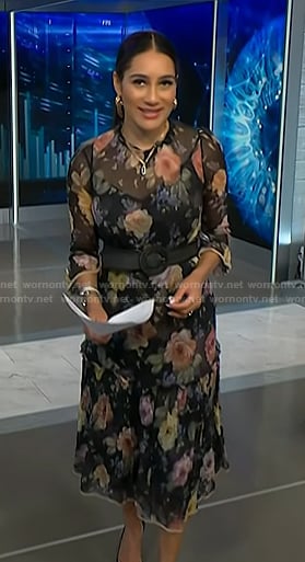 Morgan’s black floral chiffon dress on NBC News Daily