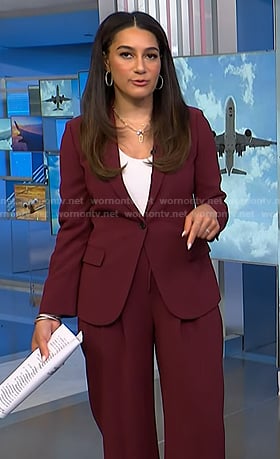 Morgan’s burgundy blazer and drawstring pants on NBC News Daily