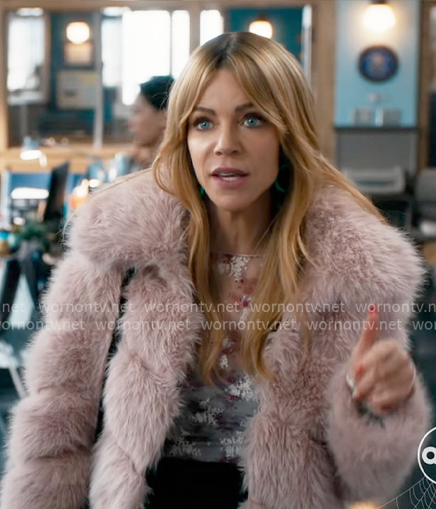 Morgan’s pink fur jacket on High Potential