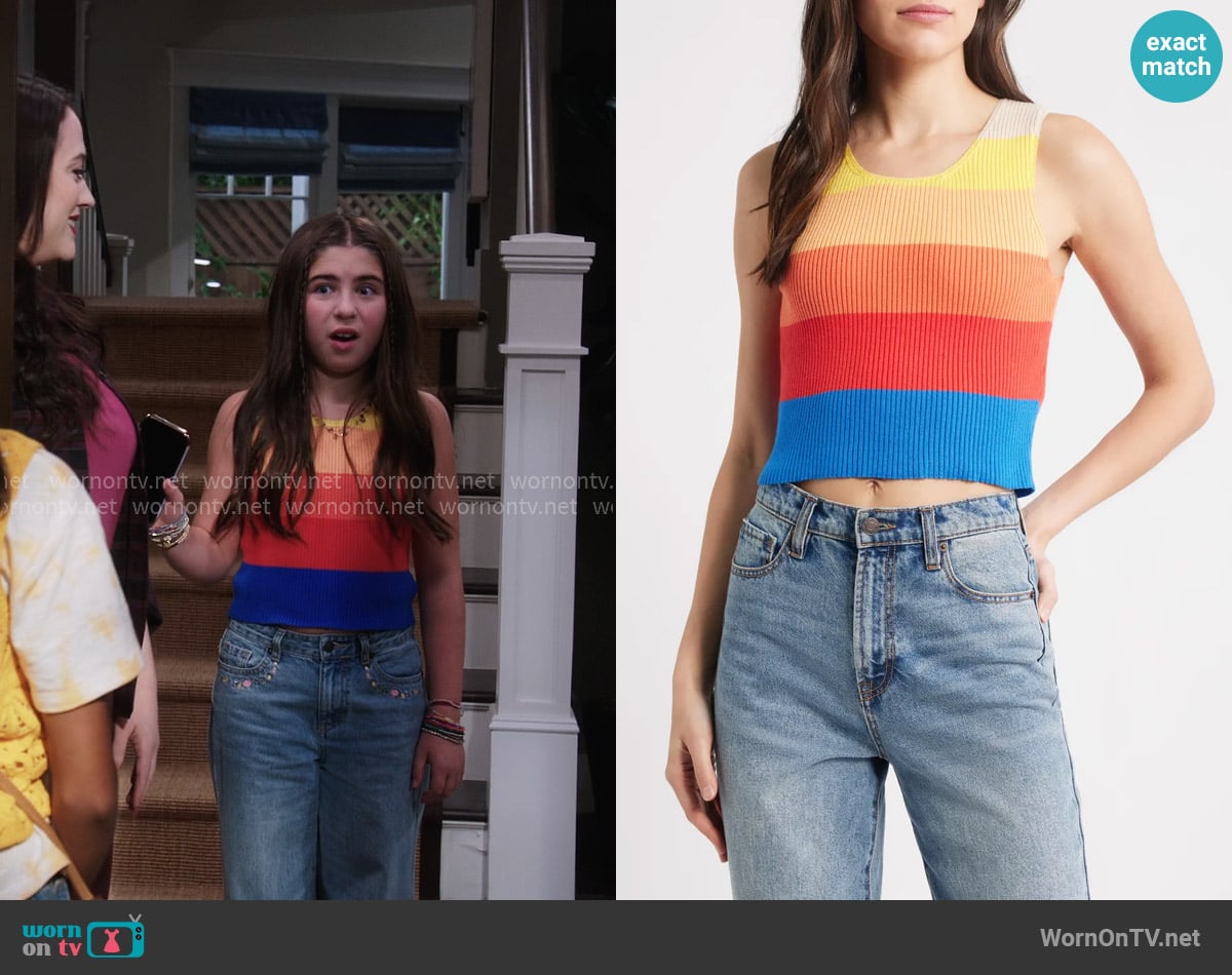 Mother The Colorblock Sleeveless Rib Sweater worn by Georgia (Barrett Margolis) on Shifting Gears