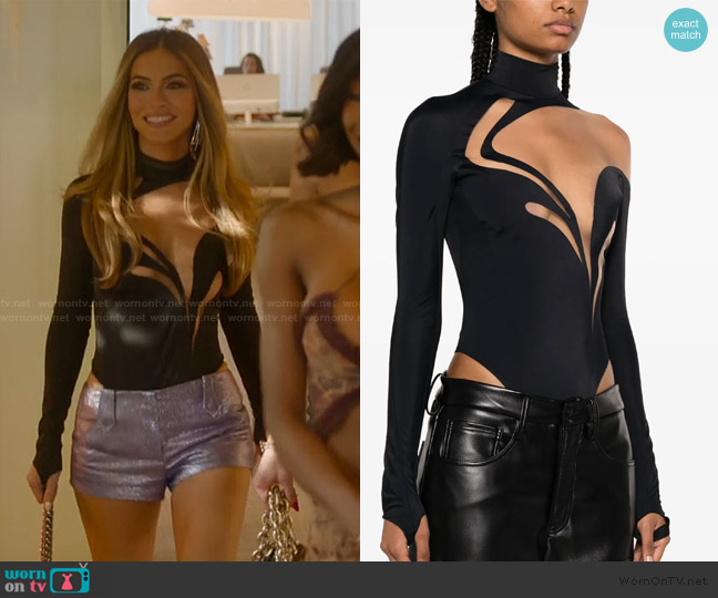 Mugler Sheer-panel panelled bodysuit worn by Chrishell Stause on Selling Sunset