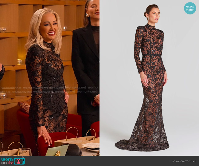 Nadine Merabi Gabriella Dress in Black worn by Mary Fitzgerald on Selling Sunset