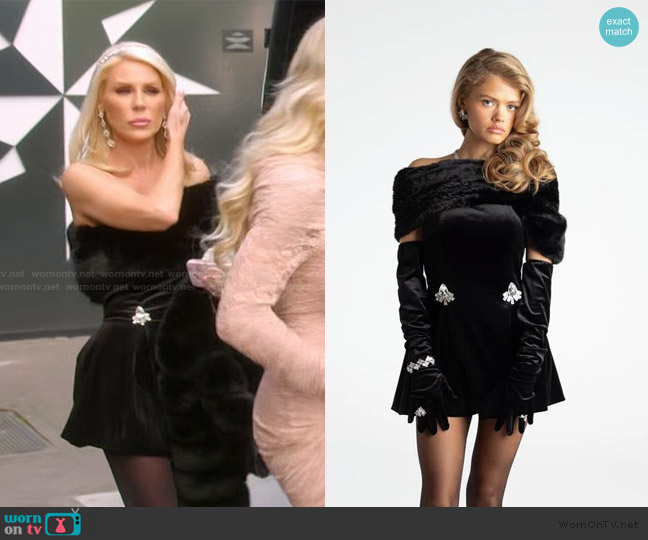 Nana Jacqueline Simone Velvet Dress worn by Gretchen Rossi on The Real Housewives of Orange County