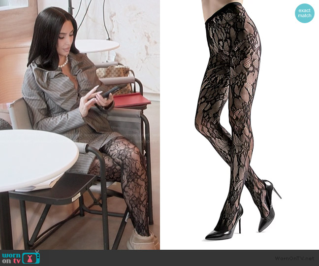 Natori Lace Cut Out Fishnet Tights worn by Kim Kardashian (Kim Kardashian) on The Kardashians