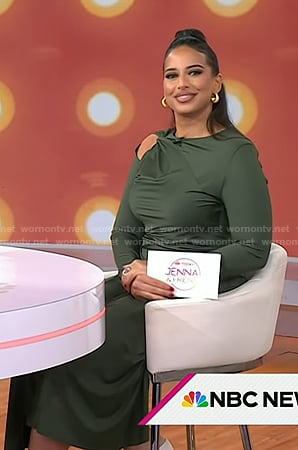 Nessa Diab’s green long sleeve cutout dress on Today