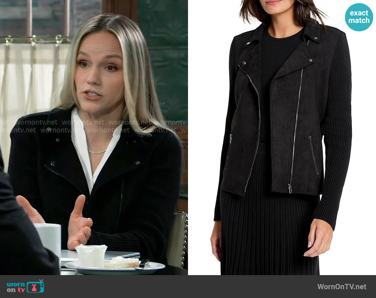 Nic + Zoe Mixed Media Moto Jacket worn by Lulu Spencer (Alexa Havins Bruening) on General Hospital