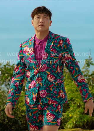 Nicholas’s floral short suit on Loot