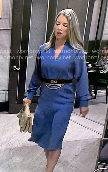 Nina’s blue v-neck dress on General Hospital