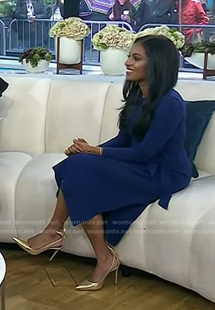 Niro Feliciano’s gold heel pumps on Today