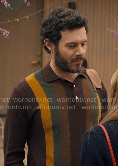 Noah’s brown striped polo sweater on Nobody Wants This