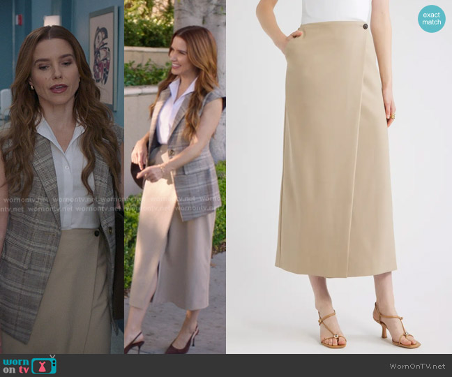 Nordstrom Wrap Midi Skirt in Beige Humus worn by Cass Beckman (Sophia Bush) on Greys Anatomy