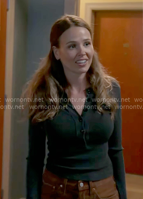Novak’s grey ribbed henley top on Chicago Fire