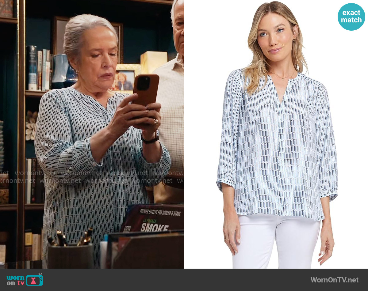 NYDJ Pintuck Blouse in Villa Del Rio worn by Madeline Matlock (Kathy Bates) on Matlock