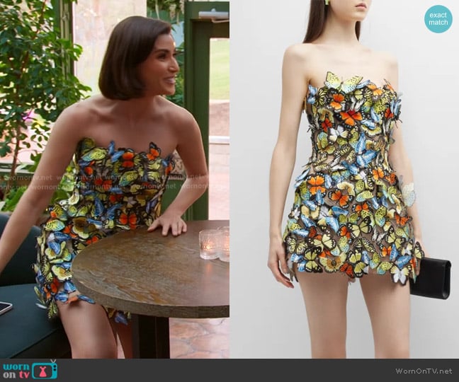 Oscar de la Renta Butterfly Embroidered Mini Dress worn by Bronwyn Newport on The Real Housewives of Salt Lake City
